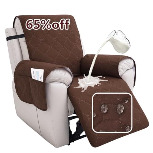 100% Waterproof Recliner Chair Covers, Non-Slip, Pet-Durable, with Pocket (Dark Grey) — Chocolate