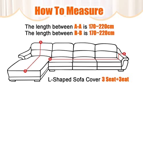 Stretch Anti-Slip L-Shaped Sectional Couch Covers, 2 Pcs for 3+3 Seaters