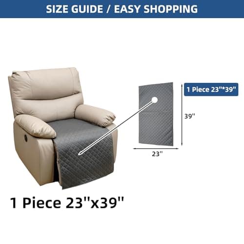 Eismodra Dark Gray Non-Slip Recliner Cover 23"x39"