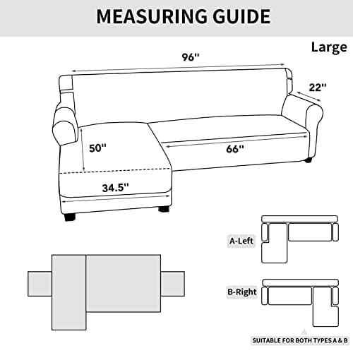 Waterproof L-Shape Sectional Couch Cover with Chaise for Pets (Large, Chocolate/Beige)