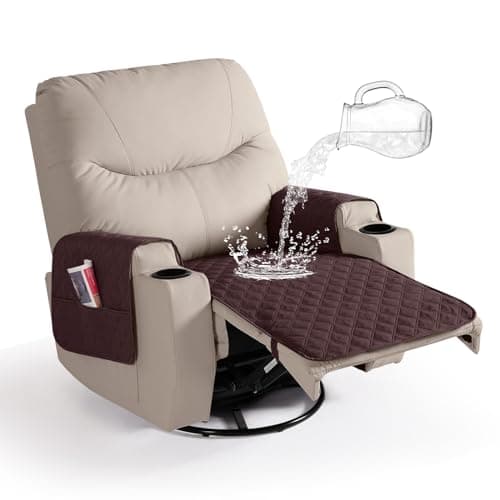 Waterproof Recliner Chair Covers for Reclining Chair with Pocket, Coffee Color