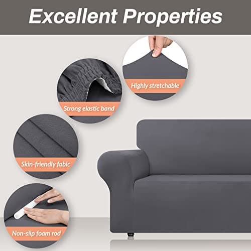 AZON Stretch Spandex Couch Cover, Large Dark Grey