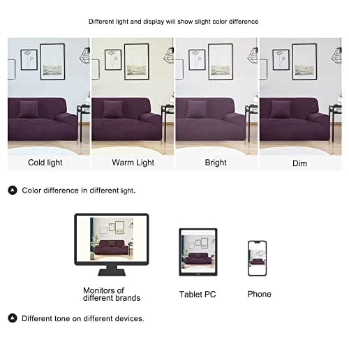 uxcell Velvet Plush Stretch Sofa Cover, Thicker Couch Slipcover, 1-4 Cushions, Winter Covers, Purple X-Large