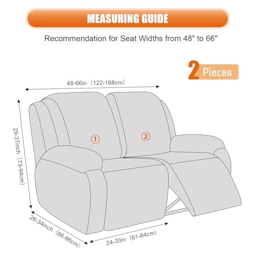 VANSOFY 2-Piece Stretch Recliner Couch Cover with Pockets(Dark Gray)
