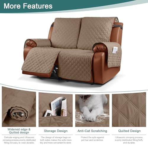 Ruaozz Waterproof Recliner Sofa Cover for Kids, Dogs, Pets (Light Brown, 2 Seater)