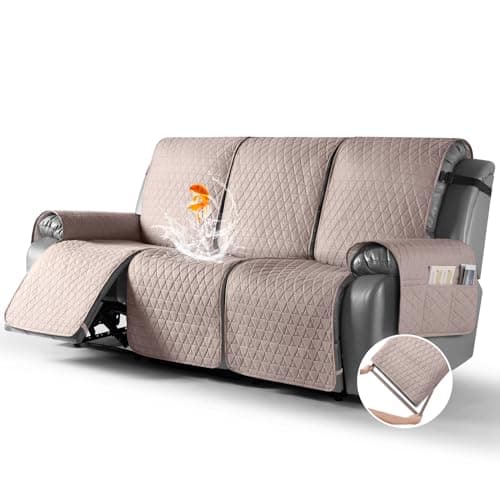 TAOCOCO 100% Waterproof Recliner Sofa Cover, Non-Slip Brown 3 Seater — Peach