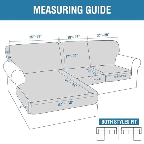 H.VERSAILTEX 2025 New 6-Piece Stretch Sectional Couch Covers Grey