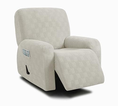 ULTICOR Chocolate Jacquard Recliner Sofa Covers (Style 4) — Ivory