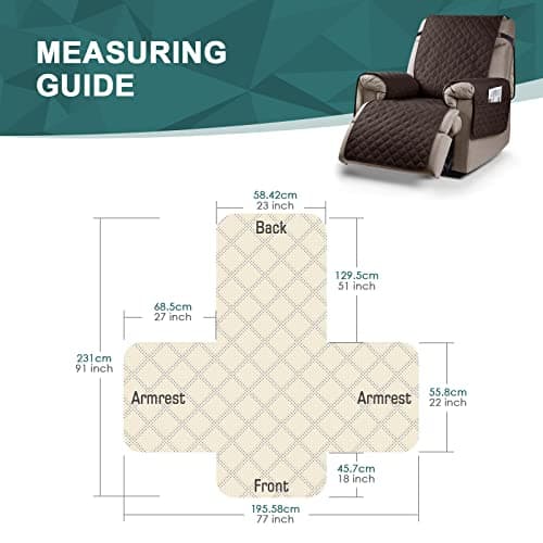 Waterproof Recliner Furniture Cover Set for Recliner Sofa, Loveseat, and Chair