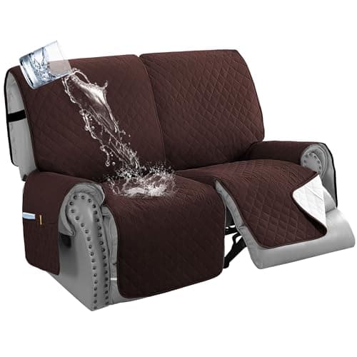 H.VERSAILTEX 100% Waterproof Recliner Loveseat Slipcover, Chocolate