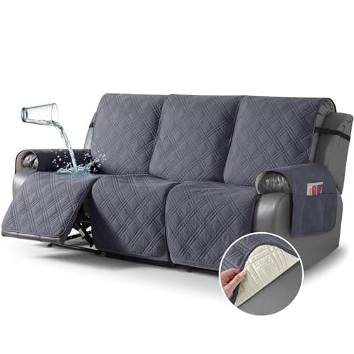 TAOCOCO Waterproof Recliner Sofa Cover, Dark Grey, 3 Seater