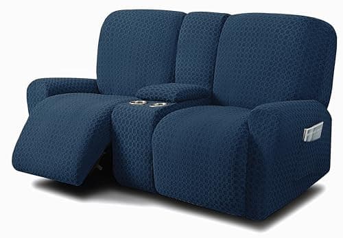 ULTICOR Chocolate 1 Seat Recliner Cover for Jacquared Sofa (Style 2) — Navy