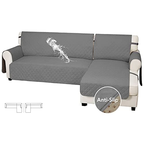 Waterproof L Shape Couch Cover for Dogs & Pets (Large, Gray)