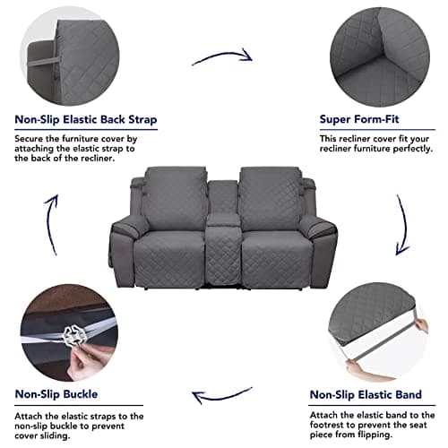 PureFit Water Resistant Reversible Loveseat Recliner Couch Cover
