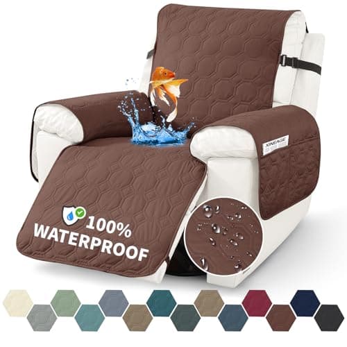 XINEAGE 100% Waterproof Recliner Chair Cover with Non-Slip Pockets (Coffee, 23.6")