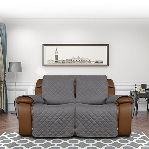 Oversized Loveseat Recliner Cover, Reversible for Pets, Gray/Light Gray