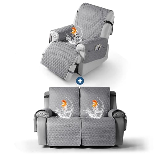 TAOCOCO Waterproof Loveseat Recliner Cover Light Gray 2-Seater