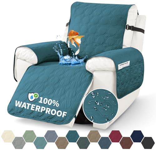 XINEAGE 100% Waterproof Recliner Chair Cover with Non-Slip Pockets (Coffee, 23.6") — Blackish Green