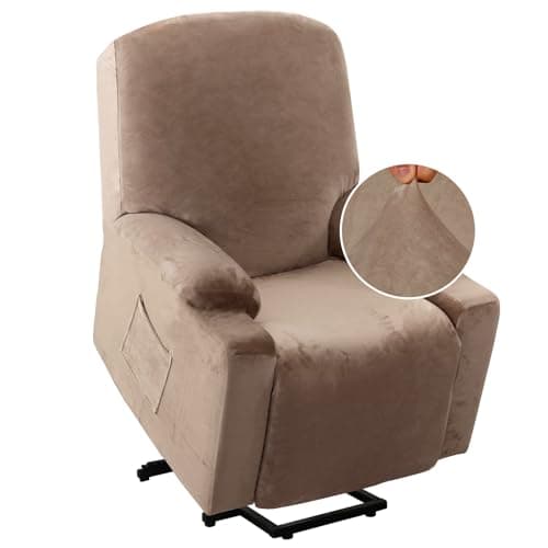 H.VERSAILTEX Grey Soft Velvet Electric Recliner Chair Cover — Taupe