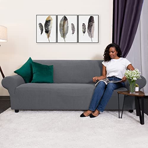 Stretch Sofa Slipcover for 3 Seater Settee, Light Gray