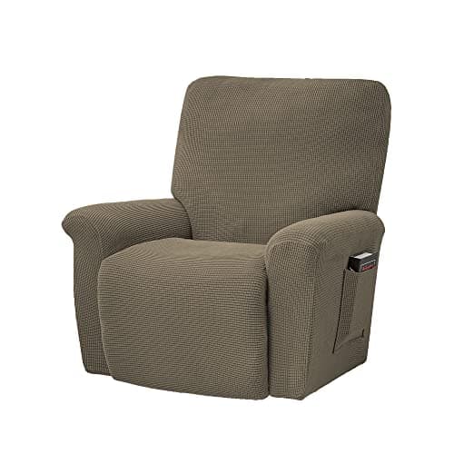Conruser Jacquard Stretch Recliner Chair Cover (Yellow) — Light Tan