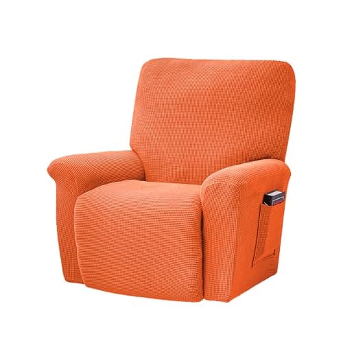 Conruser Jacquard Stretch Recliner Chair Cover (Yellow) — Orange