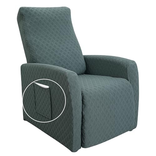 Jacquard Recliner Chair Cover, Taupe, Recliner Protector with Pocket — Jacquard 3-sage Green