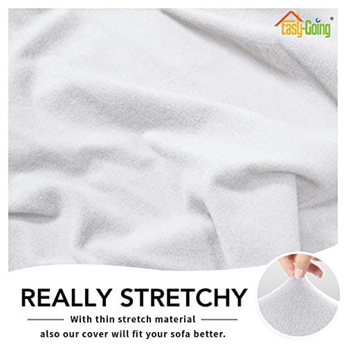 Chocolate Fleece Stretch Slipcover for Sofa, Non-Slip & Washable Couch Protector — Snow White