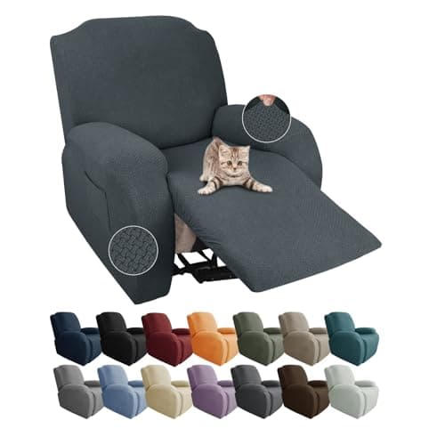 JIVINER Stretch Recliner Chair Covers, Dark Gray, 4 Piece Set