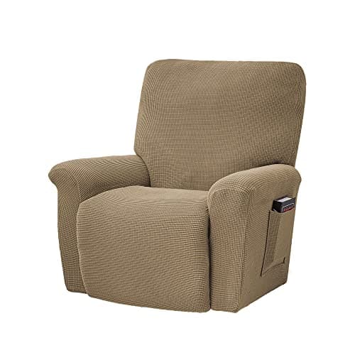 Conruser Jacquard Stretch Recliner Chair Cover (Yellow) — Light Brown