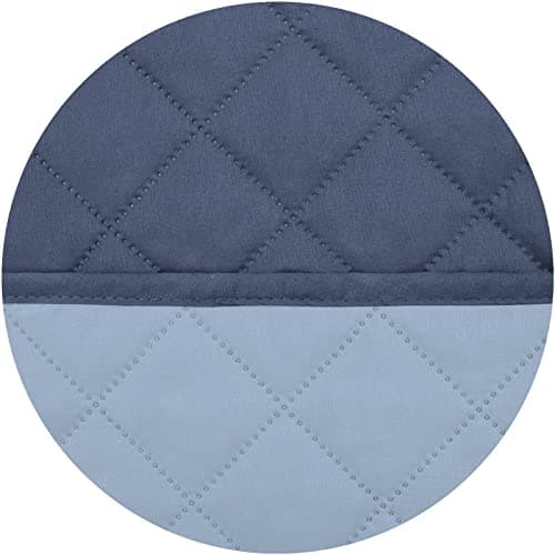 PureFit Water Resistant Reversible Loveseat Recliner Couch Cover — Dark Blue/Light Blue