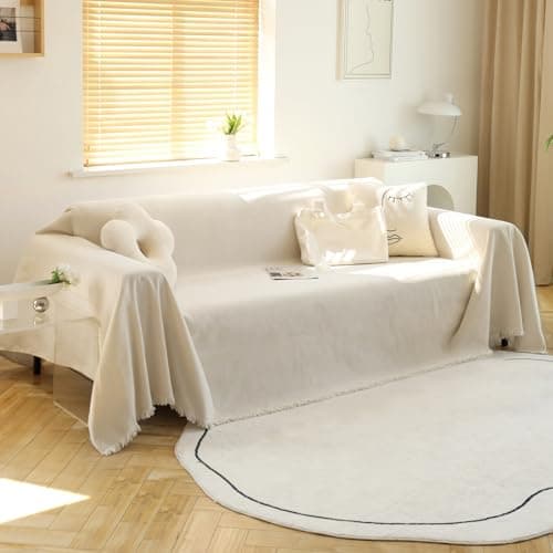 MEETSKY Beige Couch Cover for 3-Cushion Sofa PetProtective