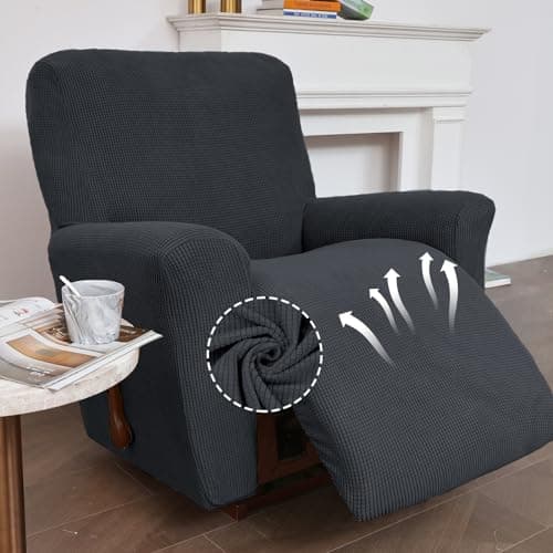 KEKUOU Stretchy Recliner Cover for Charcoal Lazy Boy with Elastic Bottom