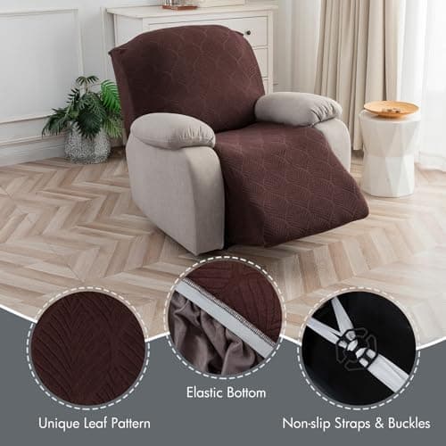100% Waterproof Stretch Recliner Cover, Washable, 1 Piece (Chocolate, 1 Seater)