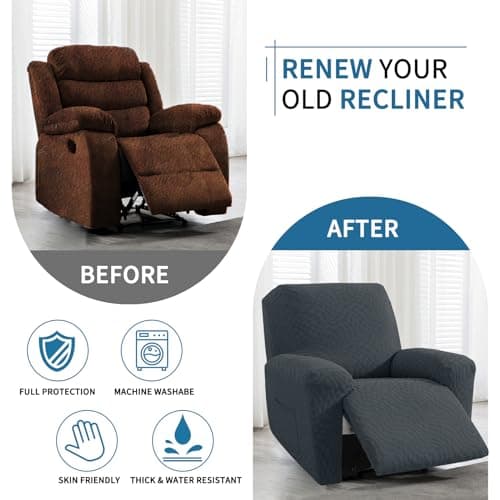 Dark Gray Soft Jacquard Oversized Recliner Cover for Lazy Boy 36"-46"