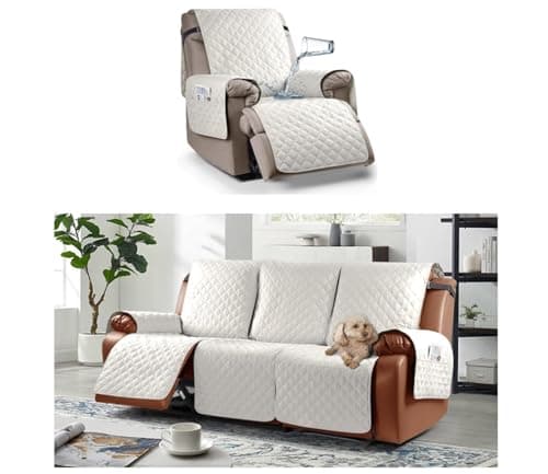 Ruaozz Beige 1-Piece Waterproof Recliner Sofa & Chair Cover with Elastic Straps