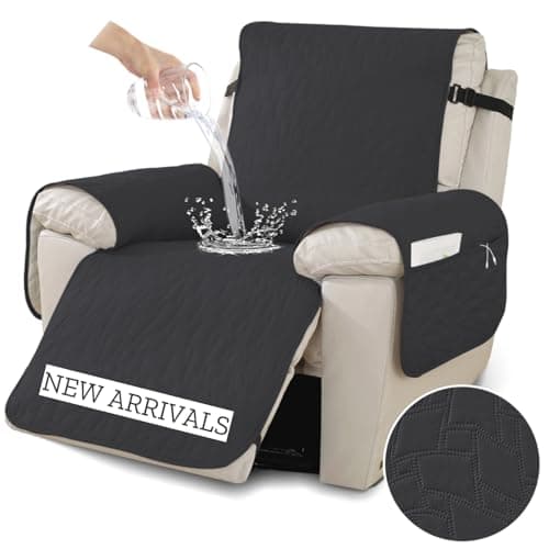 XINEAGE Loveseat Sofa Cover, Dark Grey Waterproof & Soft Washable — Black（new Pattern)