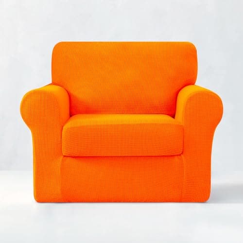 SubrTEX 5 Piece Stretch Loveseat Slipcover, Gray — Orange