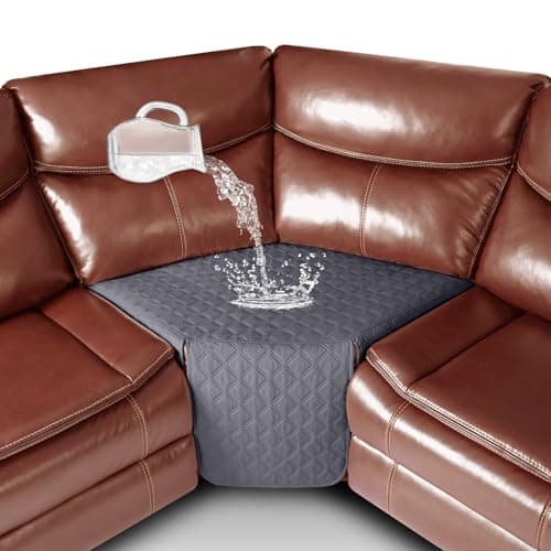Ruaozz 100% Waterproof Recliner Corner Seat Couch Cover, Brown — Dark Grey