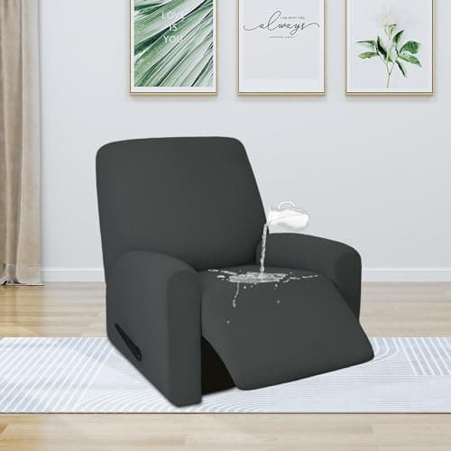 PureFit Dual Waterproof Recliner Cover - Stretch Non-Slip Fleece, Dark Gray