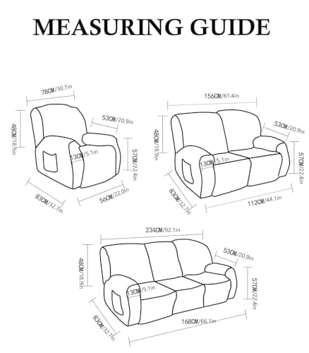 Cream 4-Piece Geometric Jacquard Plush Recliner Slipcovers for Couch (Kids, Cats, Dogs)