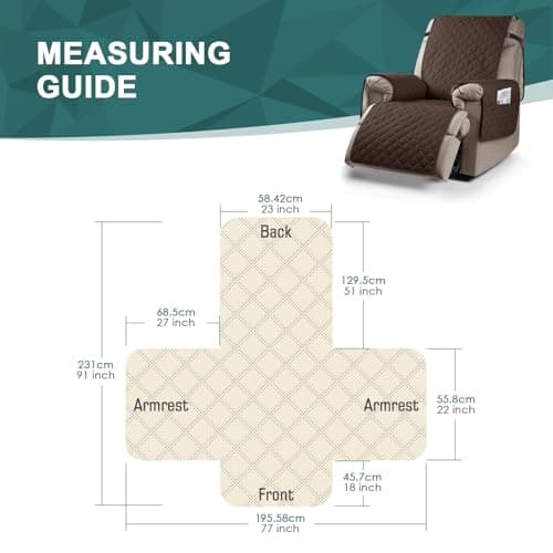 Ruaozz Waterproof Recliner Chair Cover for Kids, Dogs, Pets (Dark Brown, 23'')