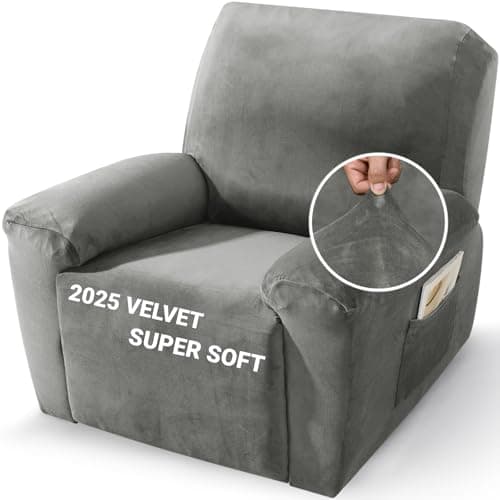 2025 Velvet Oversized Recliner Cover for Lazy Boy, Soft & Stretchy (Grey)