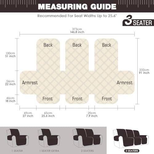 TAOCOCO Chocolate Washable 3 Seater Recliner Sofa Slipcover