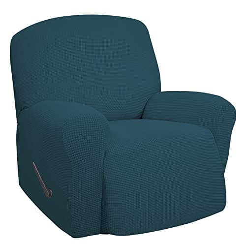 Oversized Recliner Stretch Sofa Slipcover, Dark Gray, Elastic Bottom — Deep Teal