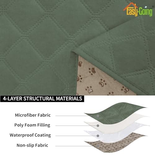Waterproof Dog Loveseat Cushion Covers, Non-Slip Quilted Slipcovers, Grey (2-Piece) — Grayish Green