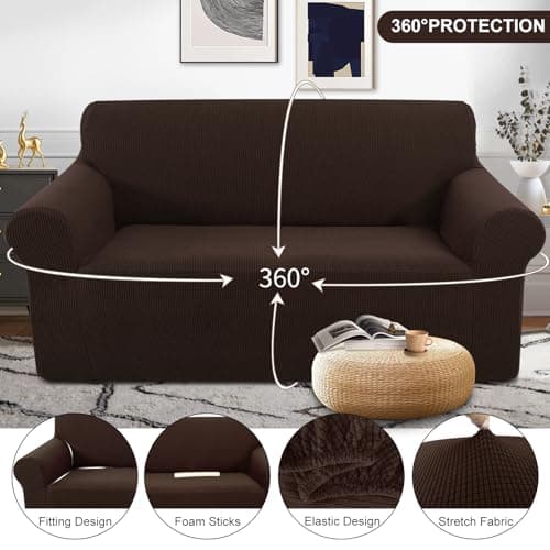 U-NICE Home Loveseat Stretch Sofa Cover, Pet Friendly, Chocolate