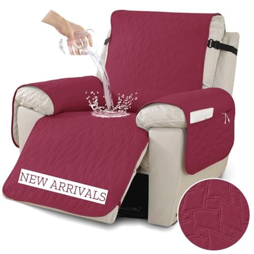 XINEAGE Loveseat Sofa Cover, Dark Grey Waterproof & Soft Washable — Wine Red（new Pattern)
