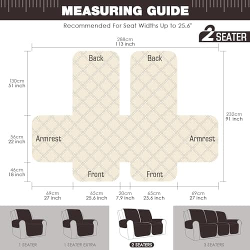 TAOCOCO Chocolate 2 Seater Recliner Cover, Non-Slip Washable Pet Protector