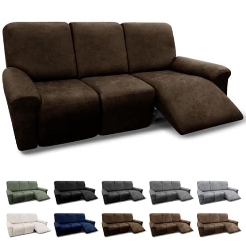 8-Piece Washable Spandex Slipcovers for Leather Look 3-Seater Recliner Couch